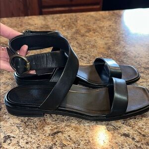 Vionic Black Leather Sandals